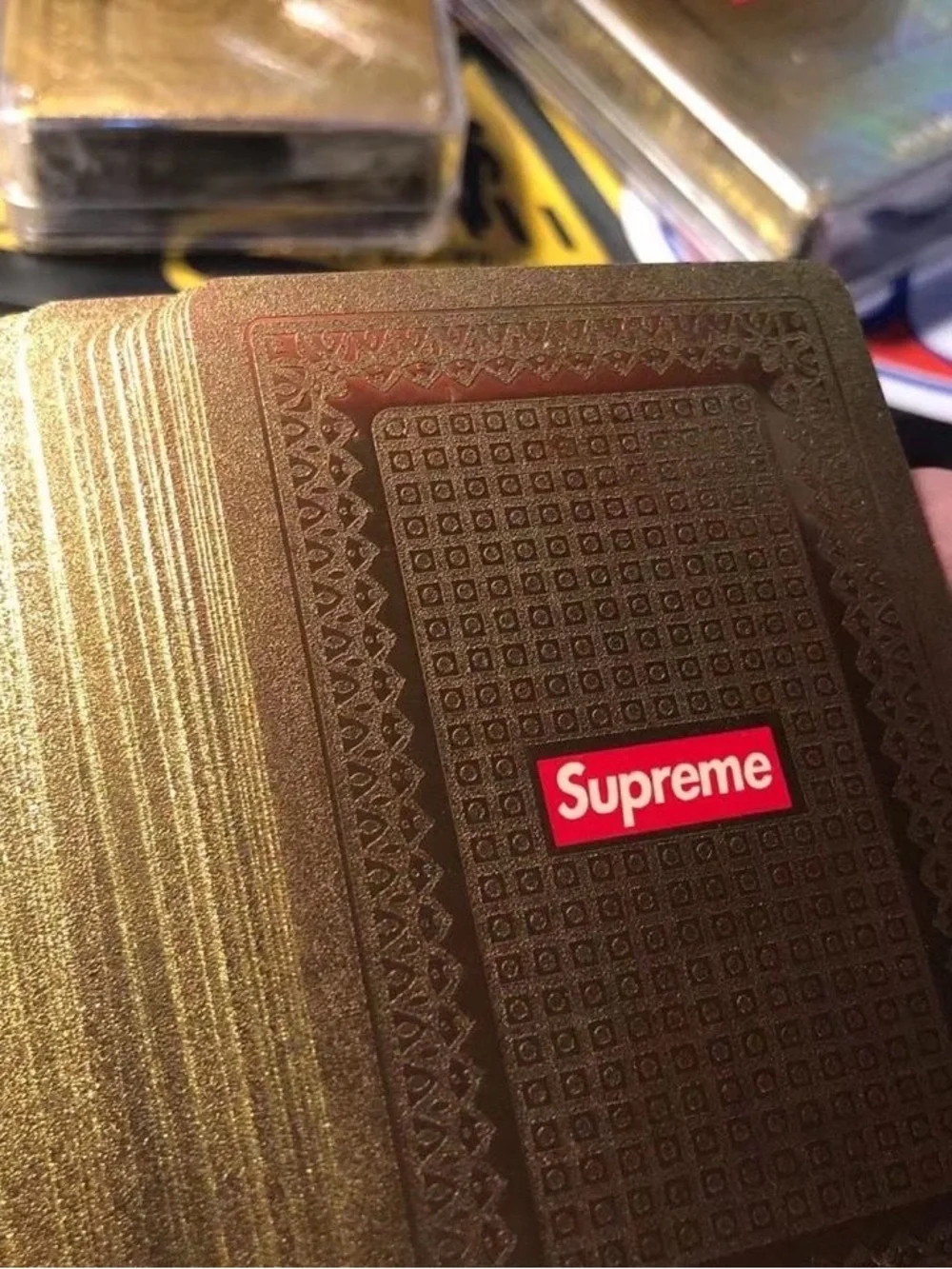 Supreme Gold Card Case with Red Logo